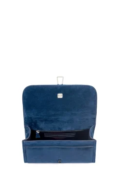 Small Leonora Flap Bag in Navy Suede