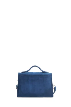 Small Leonora Flap Bag in Navy Suede