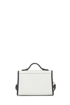 Small Leonora Western Flap Bag in Black & Ivory Leather