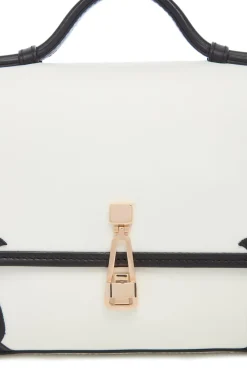 Small Leonora Western Flap Bag in Black & Ivory Leather