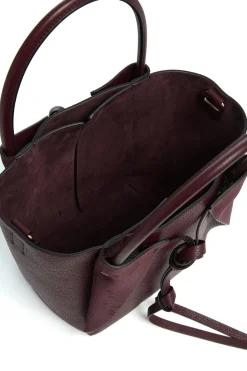 Small Marija Tote Bag in Bordeaux Textured Leather