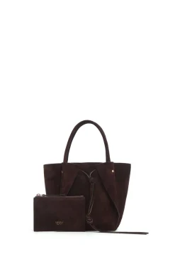 Small Marija Tote Bag in Chocolate Suede