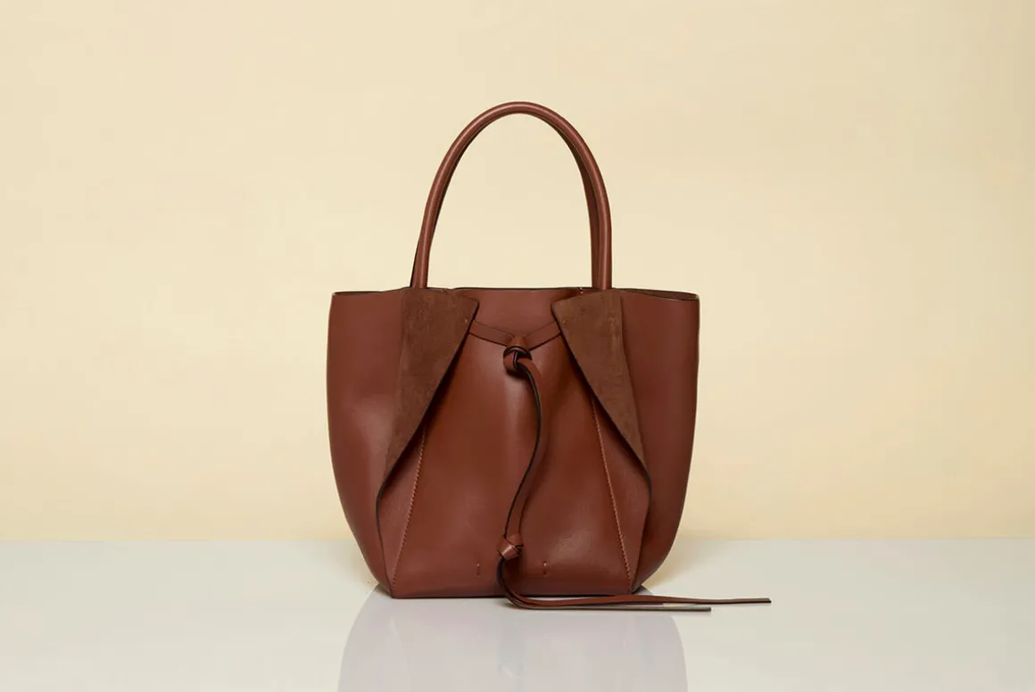 Small Marija Tote Bag in Cognac Nappa Leather