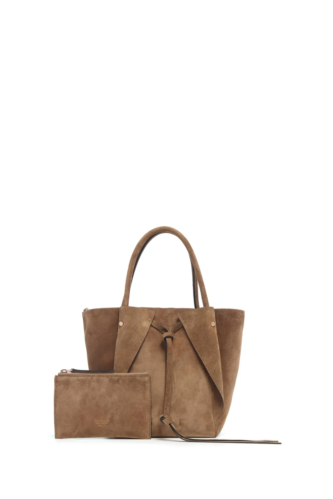 Small Marija Tote Bag in Dark Sand Suede