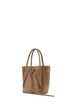 Small Marija Tote Bag in Dark Sand Suede