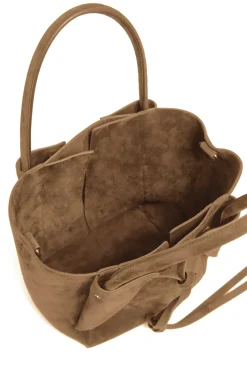 Small Marija Tote Bag in Dark Sand Suede