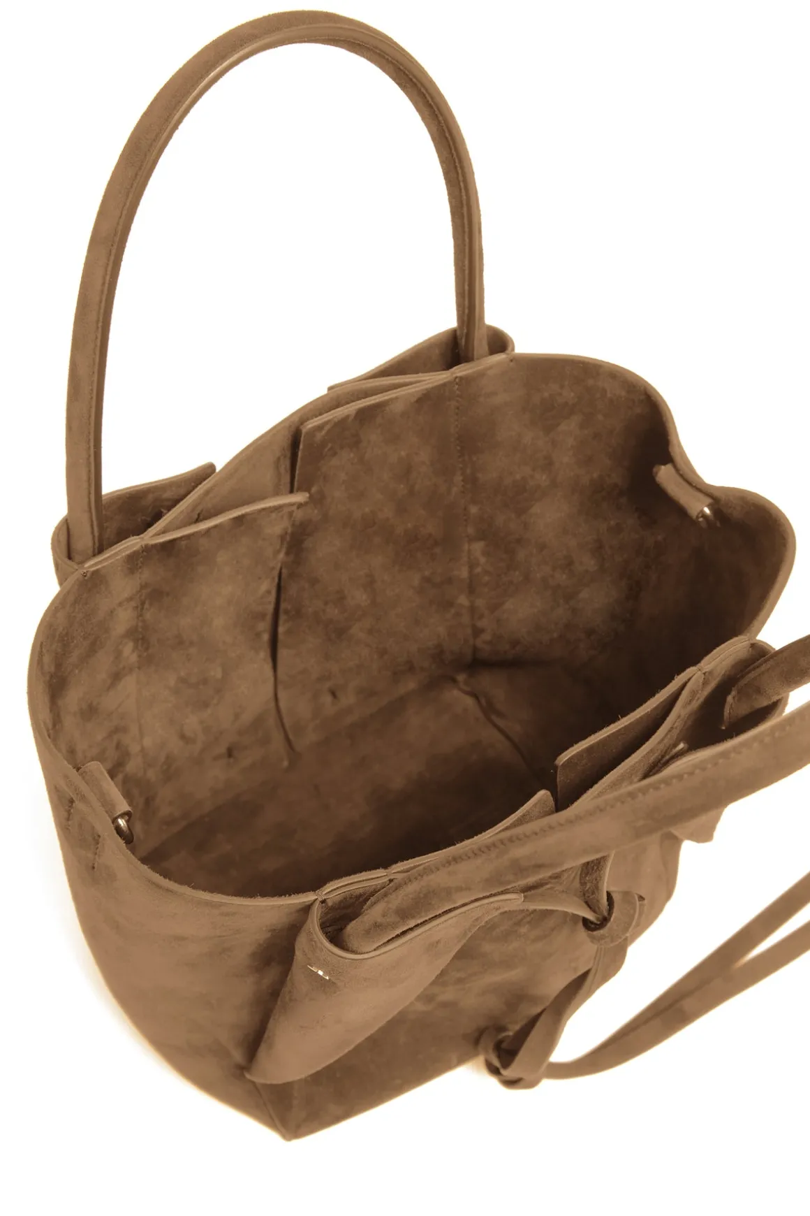 Small Marija Tote Bag in Dark Sand Suede