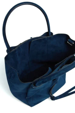 Small Marija Tote Bag in Navy Suede