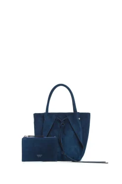 Small Marija Tote Bag in Navy Suede