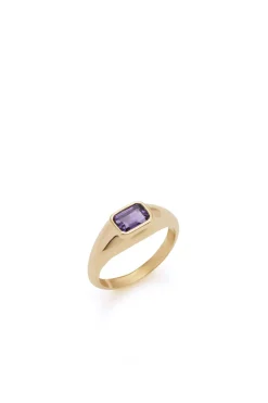 Small Ring in 18K Yellow Gold & Amethyst Stone