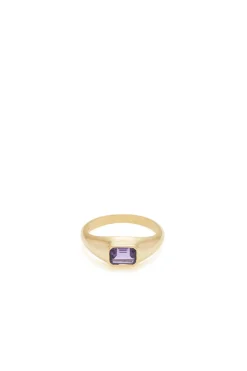 Small Ring in 18K Yellow Gold & Amethyst Stone