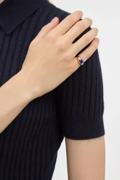 Small Ring in 18K Yellow Gold & Lapis Stone