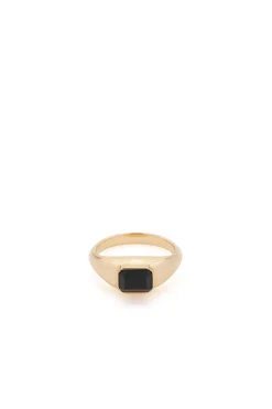 Small Ring in 18K Yellow Gold & Onyx
