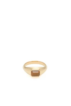Small Ring in 18K Yellow Gold & Tiger's Eye Stone
