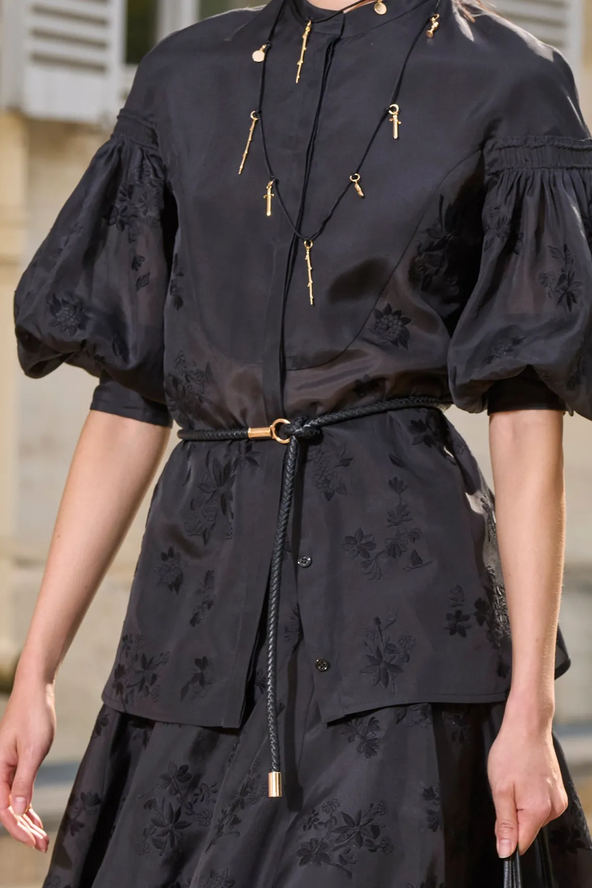 Sofia Mia's Flowers Blouse in Black Embroidered Silk Organza