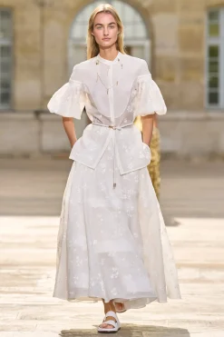 Sofia Mia's Flowers Blouse in Ivory Embroidered Silk Organza