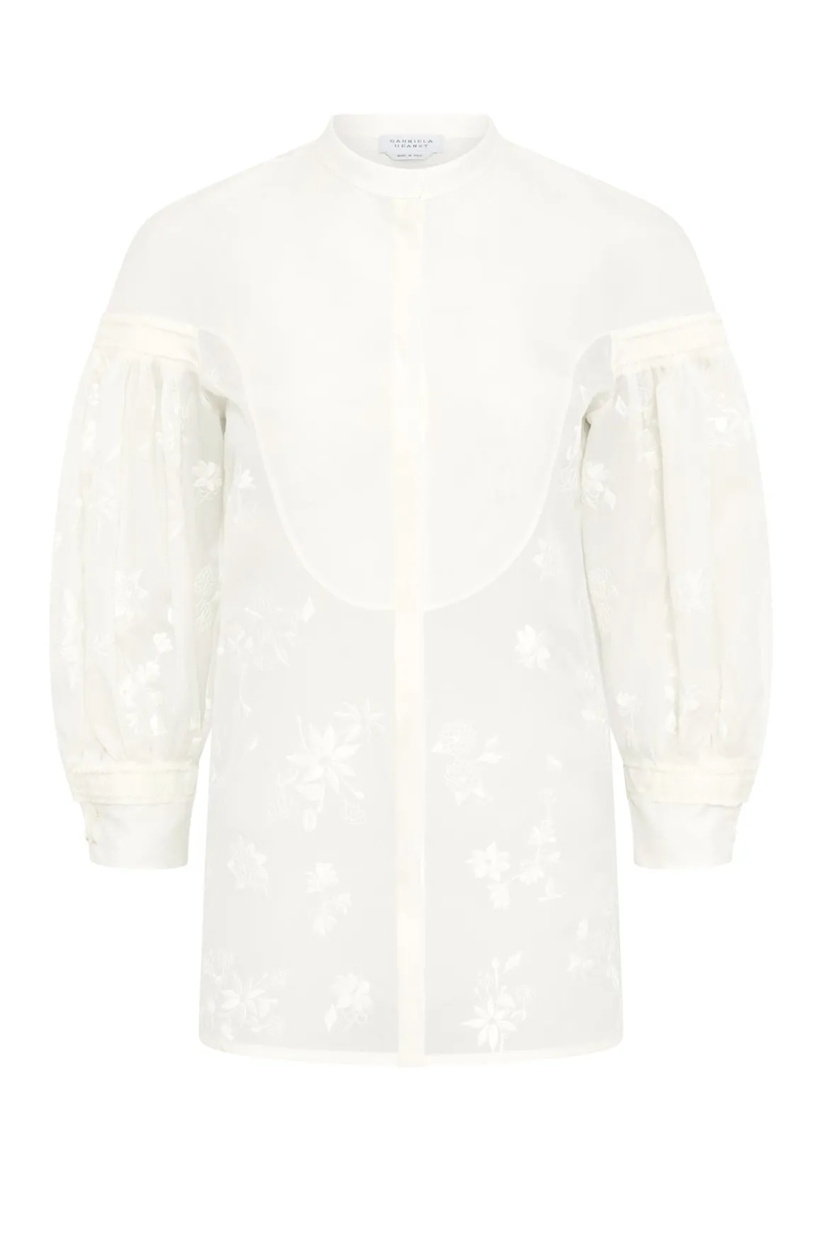 Sofia Mia's Flowers Blouse in Ivory Embroidered Silk Organza