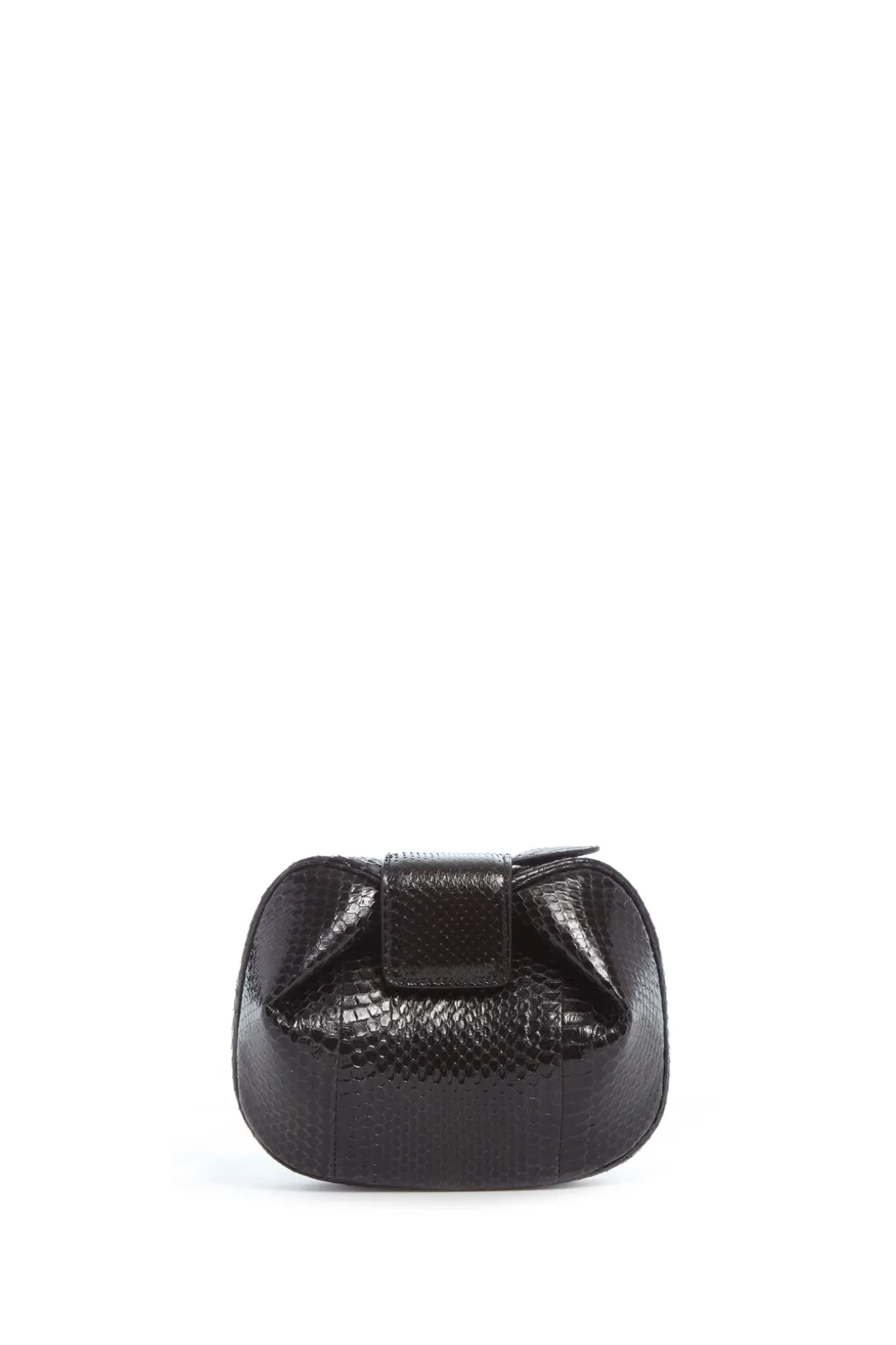 Soft Demi Clutch in Black Snakeskin