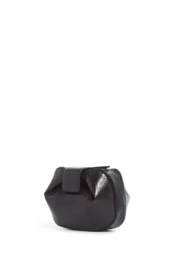 Soft Demi Clutch in Black Snakeskin