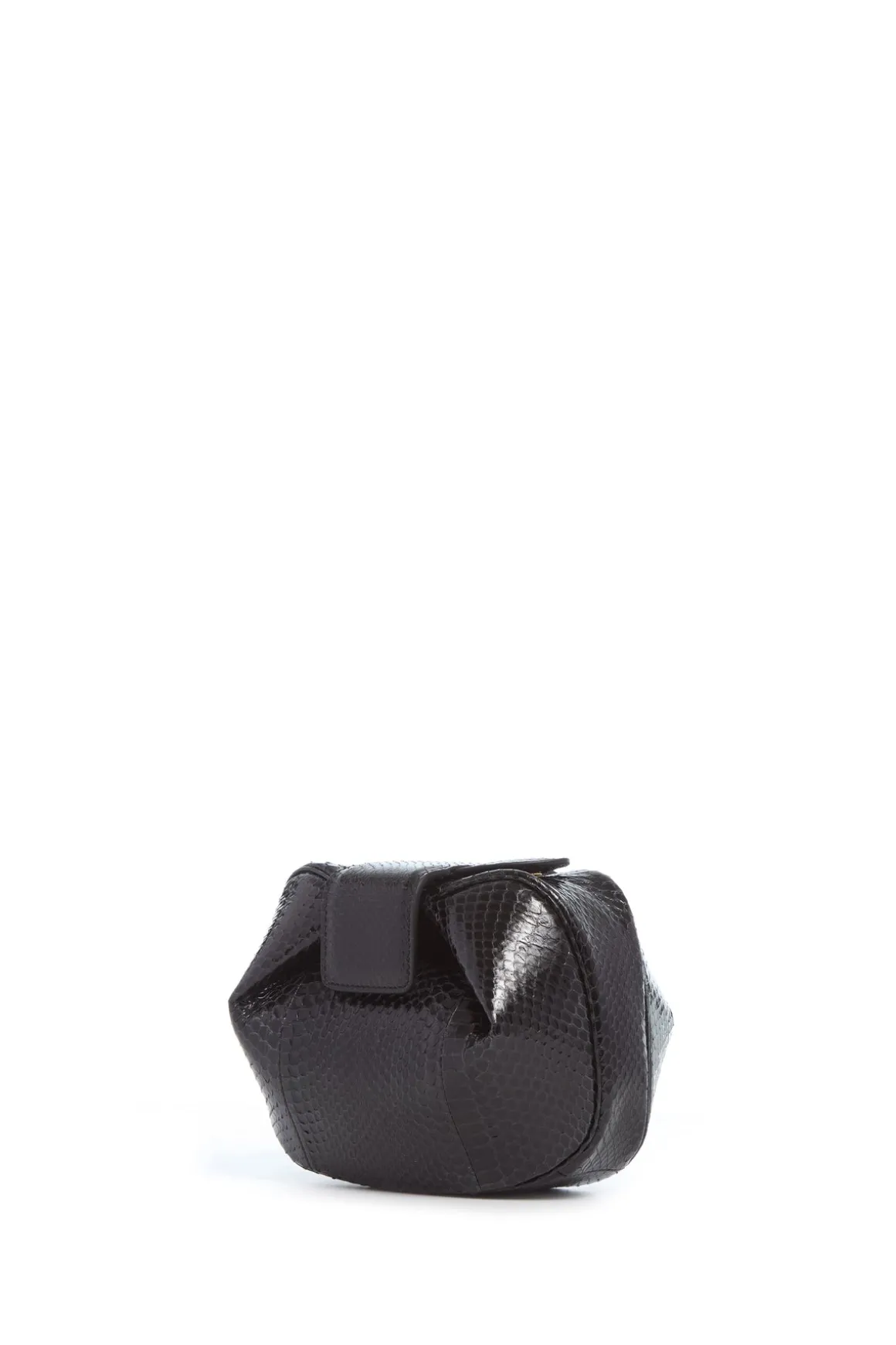 Soft Demi Clutch in Black Snakeskin