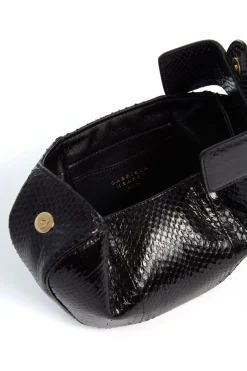Soft Demi Clutch in Black Snakeskin