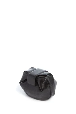 Soft Demi Clutch in Black Snakeskin