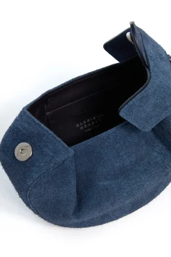 Soft Demi Clutch in Medium Blue Suede Denim