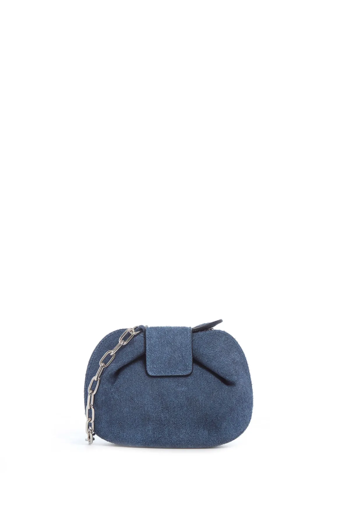 Soft Demi Clutch in Medium Blue Suede Denim