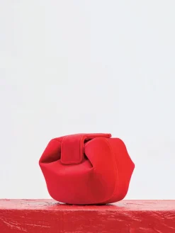Soft Demi Clutch in Scarlet Red Cotton Velvet