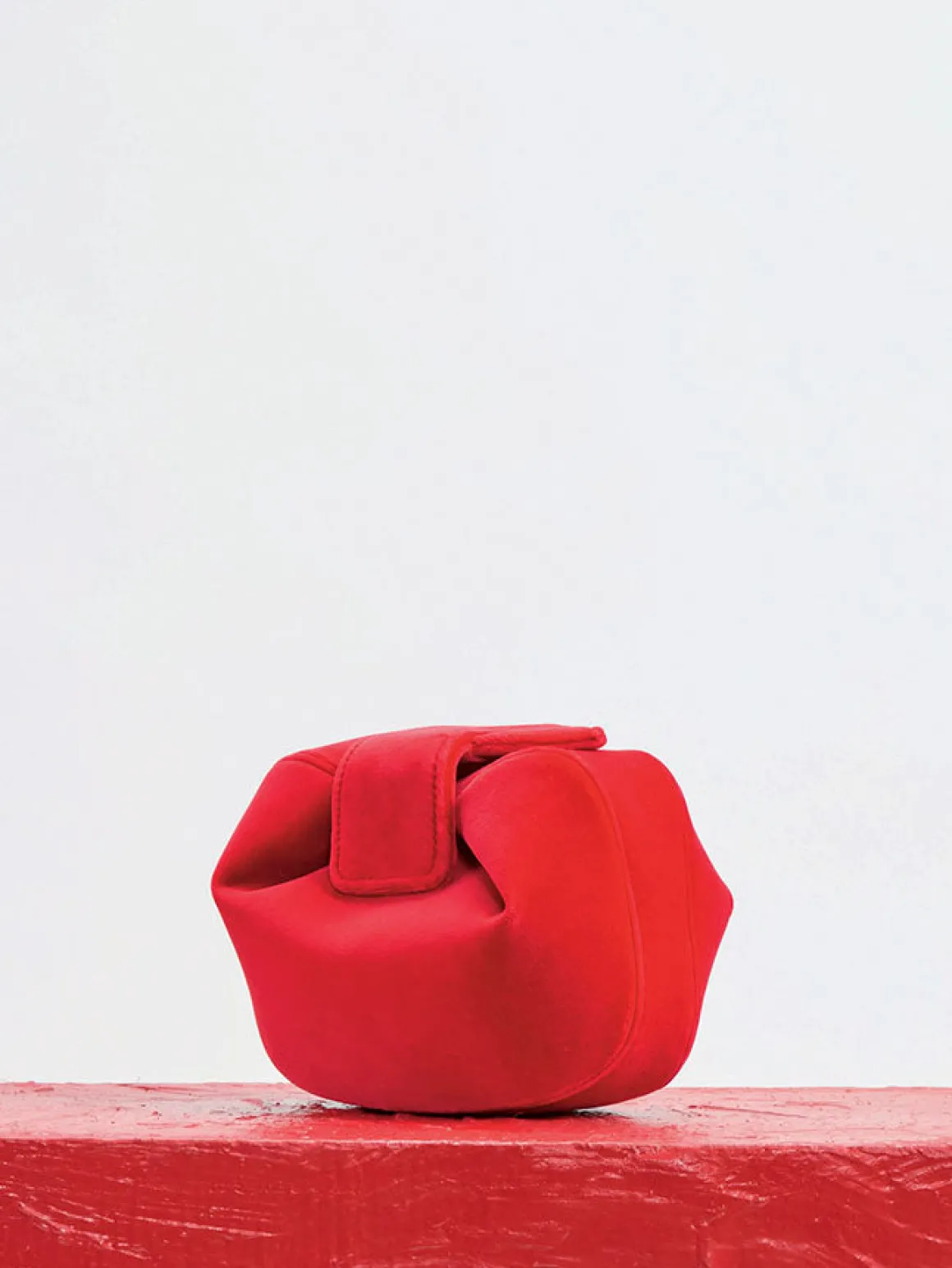Soft Demi Clutch in Scarlet Red Cotton Velvet