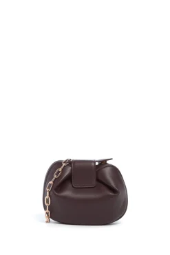 Soft Demi Clutch with Chain in Bordeaux Nappa Leather