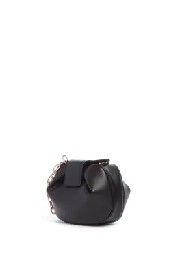 Soft Demi Clutch with Chain in Black Nappa Leather