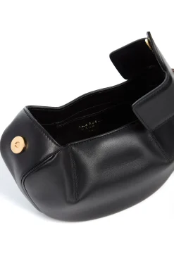 Soft Demi Clutch with Chain in Black Nappa Leather