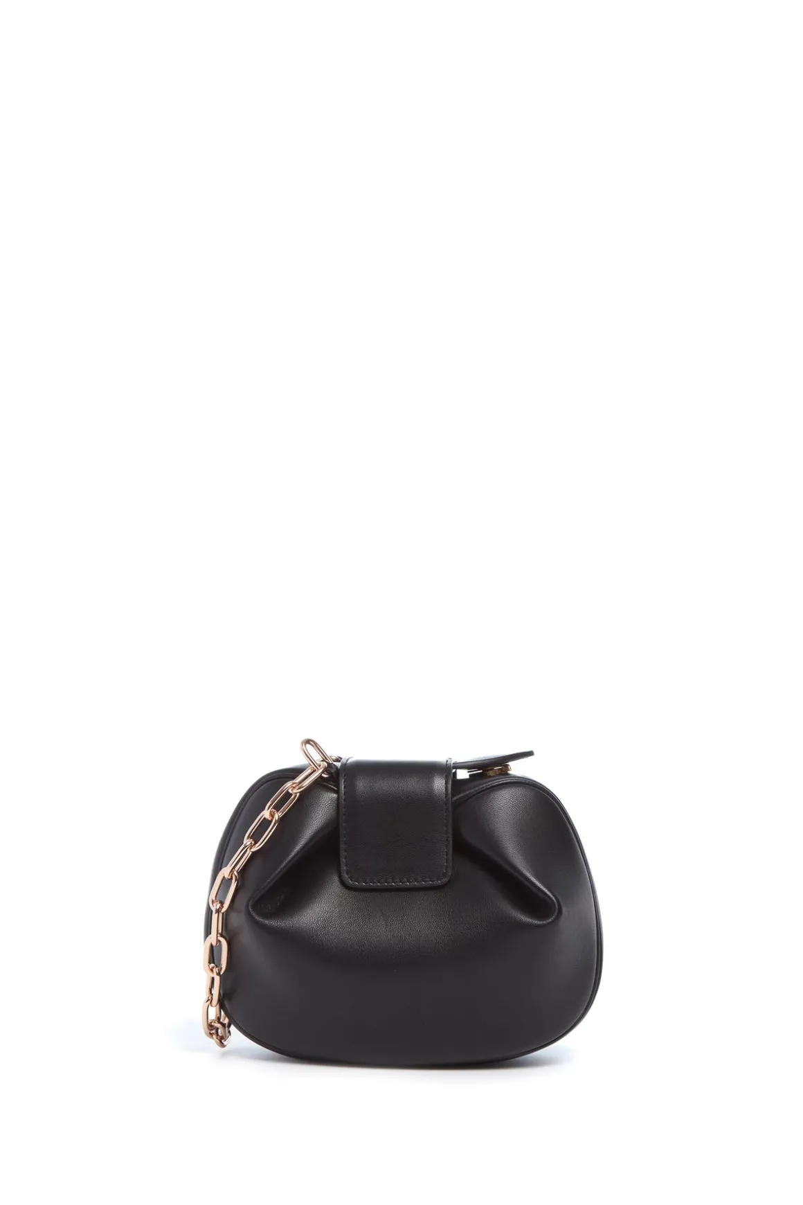 Soft Demi Clutch with Chain in Black Nappa Leather