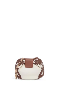 Soft Demi Western Clutch with Chain in Ivory Multi Nappa Leather