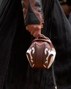 Soft Demi Western Clutch with Chain in Ivory Multi Nappa Leather