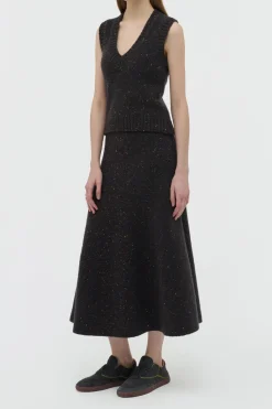 Solomon Knit Vest in Charcoal Multi Speckled Aran Cashmere