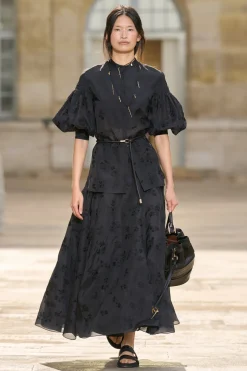 Sonya Mia's Flowers Maxi Skirt in Black Embroidered Silk Organza