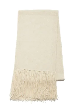 Staffordshire Knit Fringe Scarf in Ivory Cashmere
