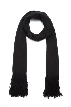 Staffordshire Knit Fringe Scarf in Black Cashmere