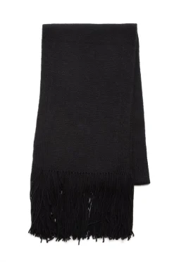Staffordshire Knit Fringe Scarf in Black Cashmere