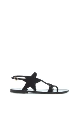 Star Sandal in Black Suede