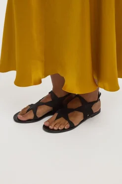 Star Sandal in Black Suede