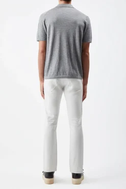 Stendhal Knit Short Sleeve Polo in Heather Grey Cashmere