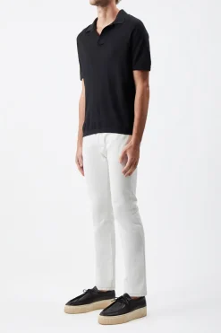 Stendhal Knit Short Sleeve Polo in Black Cashmere