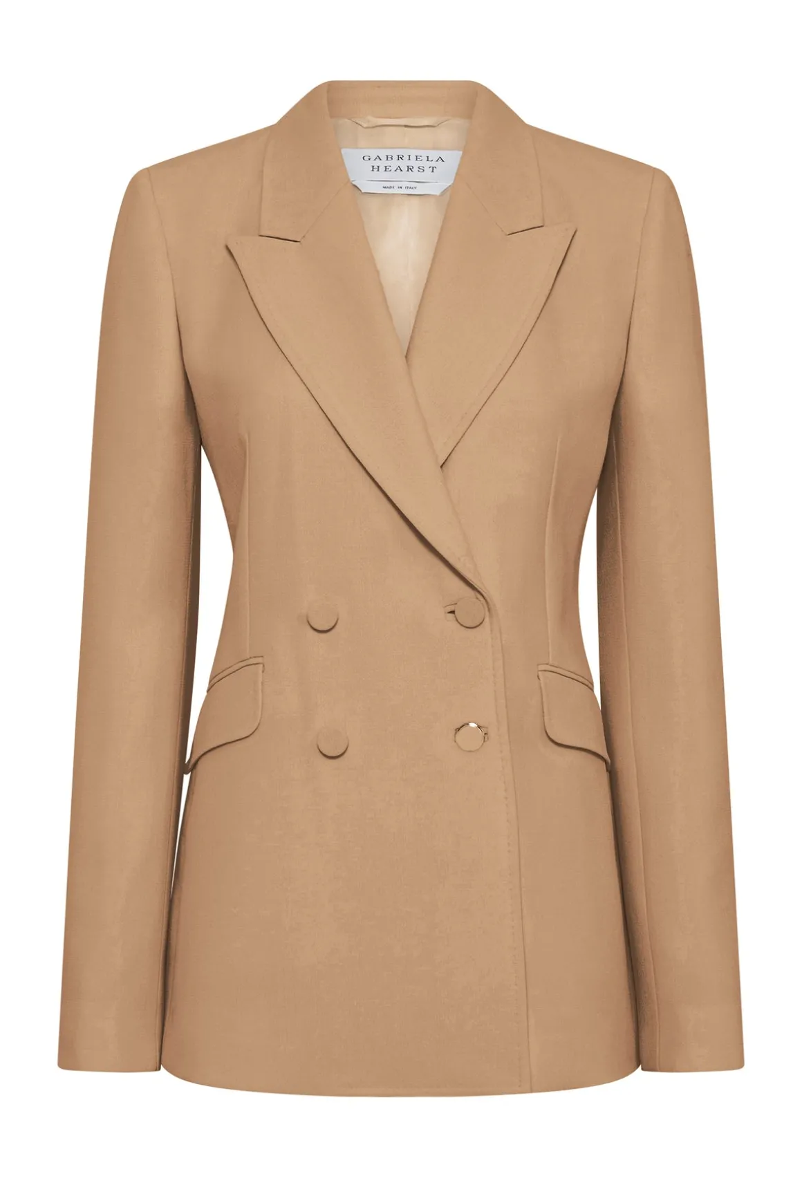Stephanie Blazer in Camel Virgin Wool Crepe