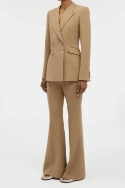 Stephanie Blazer in Camel Virgin Wool Crepe