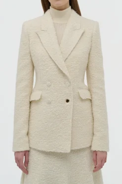 Stephanie Blazer in Ivory Recycled Cashmere Boucle