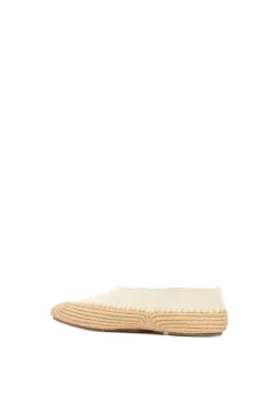 Strength Flat Shoe in Ivory Suede & Natural Raffia