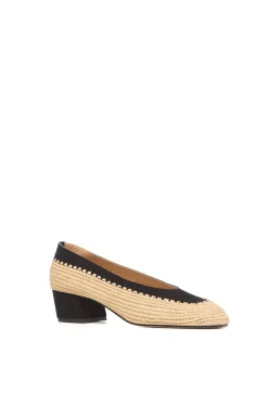 Strength Pump in Black Suede & Natural Raffia